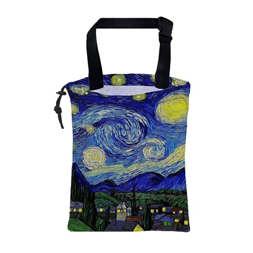 Car Trash Bag Abstract the Starry Night Leak-Proof Car Garbage Bag with Drawstring Foldable Canvas Trash Bin with Adjustable Buckle for Car Accessories