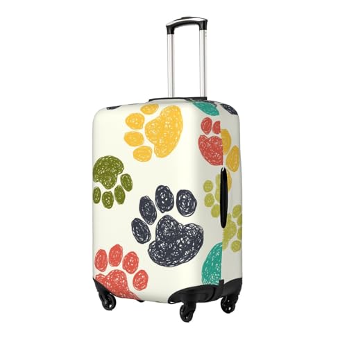 Cute Colorful Dog Paw Print Suitcase Cover Luggage Protector Washable Elastic Fashionable Travel Gear Cover2