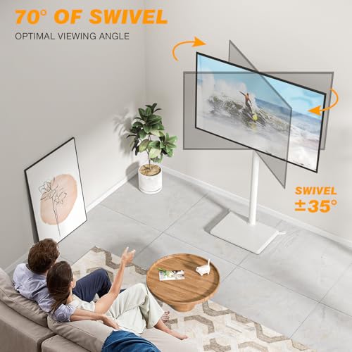 TVON Support TV au Sol pour Téléviseurs de 32 à 65 Pouces, Support TV Haut avec Pieds de Support, Support TVs d'angle Slim, Hauteur Réglable, Pivotant, Max VESA 400x400mm jusqu'à 40kg – vue 6