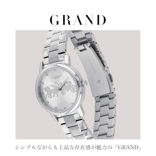Image of Coach Grand Qtz Basic Silver White Round Dial Women's Watch|Stainless Steel Material|Silver Color Band - 14502975