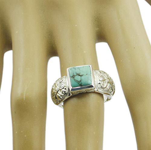 Bague en argent 925 avec multi-gemmes turquoise véritable de haute joaillerie