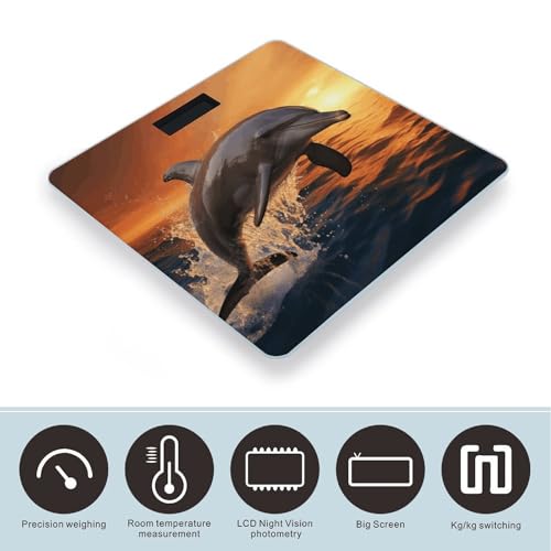 Balanza digital Dusk Dolphin con vidrio templado y pantalla LCD miniatura 3