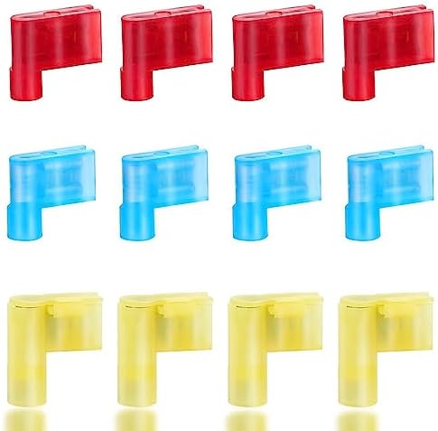 smseace 30PCS Flag Spade Female Terminal Connectors Red/Blue/Yellow Female Fully Insulated Right Angle Spade Connector Durable Terminal connectors 22-18/16-14/12-10AWG Spade Crimp Terminal QX-R-B-Y