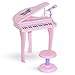 Price comparison product image HOMCOM 37 Keys Kids Mini Electronic Keyboard Children Grand Piano with Stool Microphone Light Musical Instrument Educational Game Toy Set (Pink)