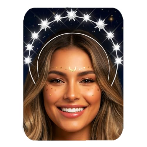 Zoestar Serre-tête, auréole d'étoiles, strass argentés, diadème céleste en cristal scintillant pour femme, accessoire pour cheveux pour femme, 1 pièce (argent 1)