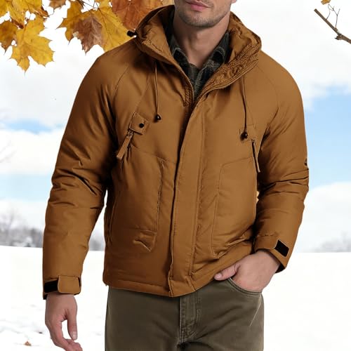 Veste matelassée homme coupe-vent chaude capuche d'extérieur