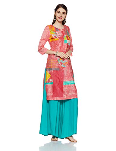 Image of Rangriti Peach Straight Viscose Kurta for Women