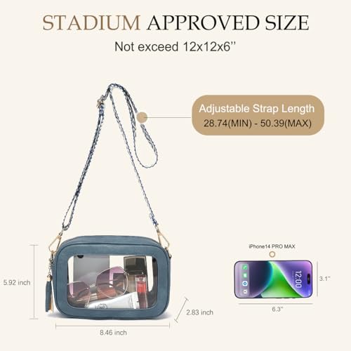 Image of LOXOMU Clear Crossbody Bag Stadium Approved - Waterproof Clear Purses for Women Stadium Bag with Adjustable Guitar Strap | Stadium Approved