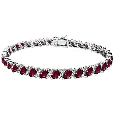 B. BRILLIANT Sterling Silver Created Ruby Marquise-cut Tennis Bracelet Cover