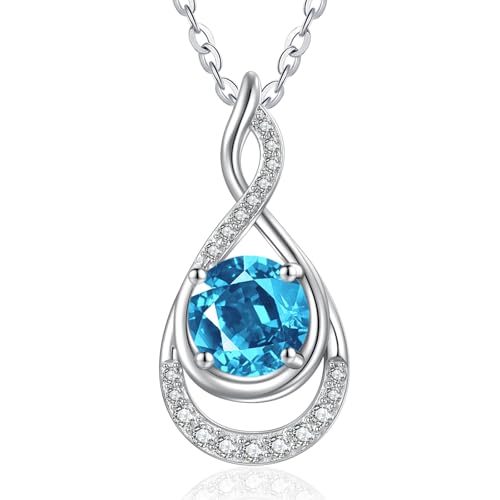 Collier pendentif infini argent 925 premium et pierre de naissance pour femme
