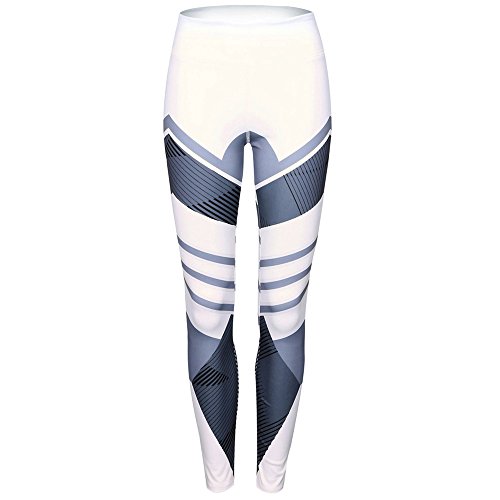 Women Workout Leggings Running Tights Yoga Pants Sports Gym Running Pants Fitness Elastic Leggings (White, L)