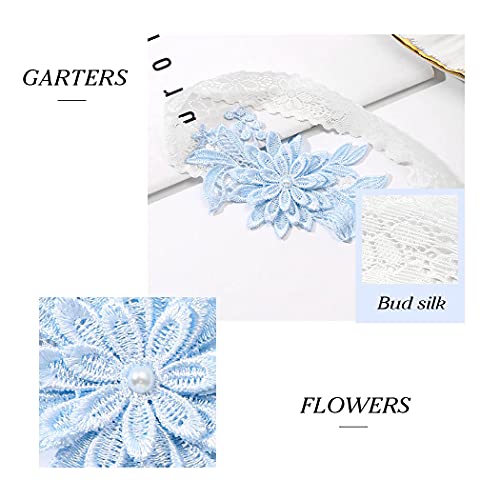Evazen Bride Wedding Garter Blue Lace With Floral Garters Stretch Leg Garter Set Bridal Accessories For Women And Girls #TOP5