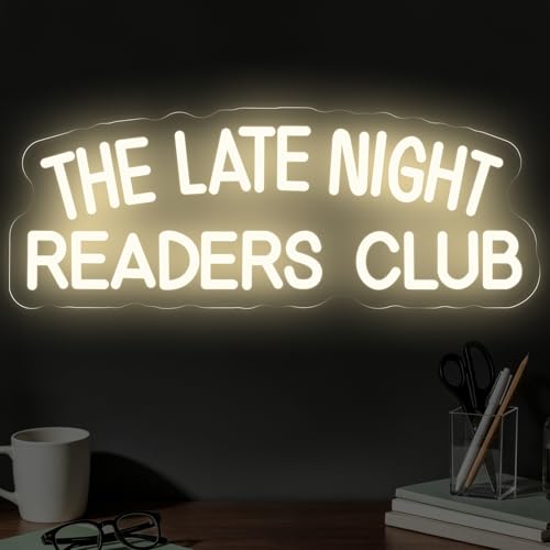 Image of The Late Night Book Club Neon Sign Bookworm Gift Reading Room Decor | Library LED Light Gifts for Readers Late Night Reader Decoration 17.7 inchx6.7 inch