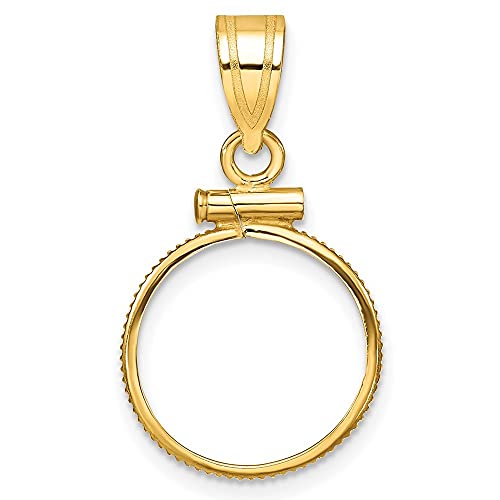 Pendentif en or blanc 14 carats 15mm cadre de monnaie à vis