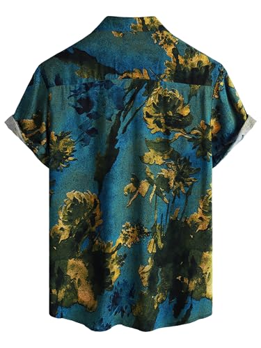 Image of JOTOOK Mens Hawaiian Shirt Short Sleeve Button Down Tropical Shirts Casual Floral Summer Beach Shirt