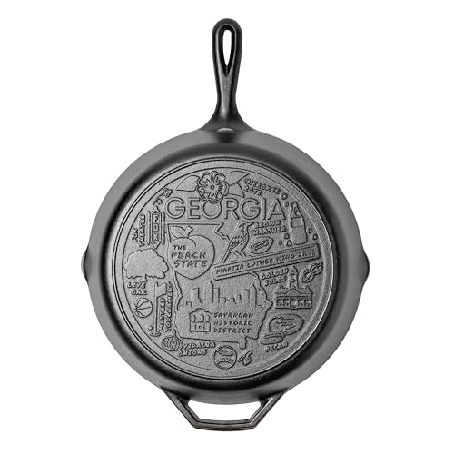 Lodge 12 Inch Cast Iron Skillet – Pre-Seasoned Frying Pan With Teardrop Handle – Oven, Stovetop, Grill & Campfire Use – Made In Usa – Non-Toxic, Even-Heating Cookware – Georgia