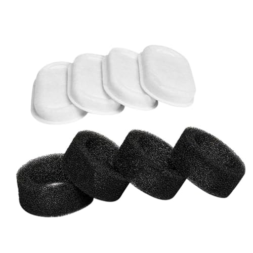 SEWACC Filtros para Bebederos de Gatos y Mascotas Juego de 8 Piezas 4 Filtros de Acero Inoxidable y 4 Almohadillas Filtrantes Compatibles para Dispensadores de Agua Sistema de