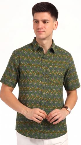 Image of BLOCKS OF INDIA Cotton Hand Block Print Half Sleeves Summer Shirt for Men