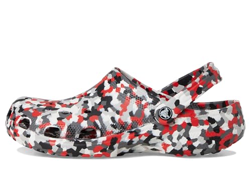 Image of Crocs Unisex Classic Marbled Tie-Dye Clog, Red /Multi Confetti, 13 Women /11 Men, Medium