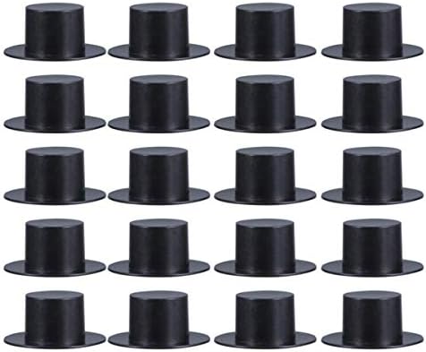 SOIMISS 50pcs Mini Black Top Hats Sombrero Magician Tiny Hat for Xmas Crafts Snowman DIY Decoration