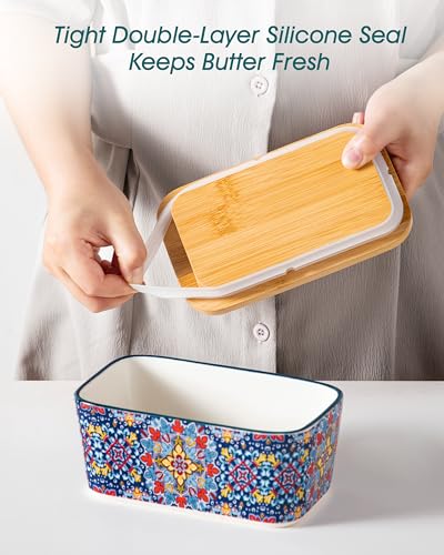 [Prime] 6.5" Vancasso Ceramic Butter Dish w/ Bamboo Lid & Butter Knife - image 6