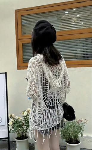 Pbkabiug Fairy Grunge Clothes Y2k Clothes Y2k Spider Web Hollow Hole Design Spice Girl Hooded Pullover Knit Top Sweater Women image 5