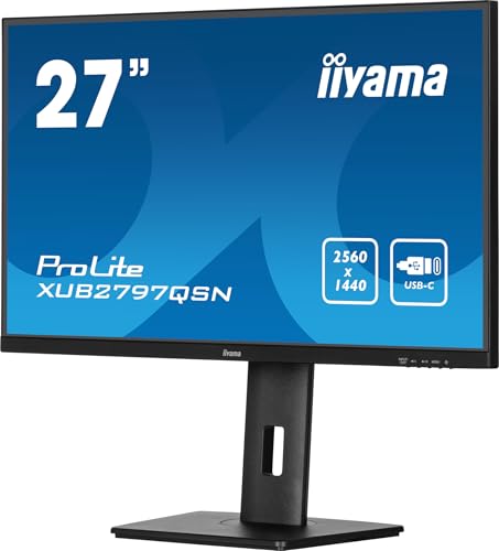 Ecran iiyama Prolite XUB2797QSN-B2 Slim, IPS, 2560x1440@100Hz, 1ms. 300cd, HDMI/DP/USB-C Dock, USB HUB (3x3.2; 1xC 15W), RJ45, Haut-parleurs, réglable + Pivot, TCO, i-Style Colour, Garantie 5 Ans