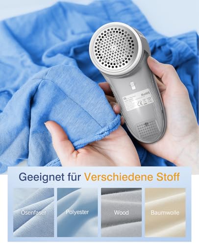 BEAUTURAL Fusselrasierer, Wiederaufladbarer Flusenentferner Elektrisch, 6-Klingen Wollrasierer mit 9000 U/min Leistungsstark für Kleidung Polster Decken Textilien