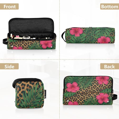 Organizador de Herramientas para Cabello 2 en 1 con Tapete para Plancha, Gran Capacidad para Plancha y Accesorios de Cuidado Capilar, con Estampado Tropical de Leopardo, Portátil para Viaje miniatura 5