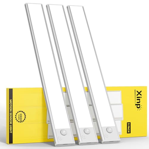 Image of Under Cabinet Lighting, LED Magnetic Motion Activated Under Cabinet Lights, Rechargeable Closet Lights 2800mAh Battery Operated, Wireless Dimmable Under Counter Lights for Kitchen,Hallway 3 Pack
