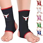 Mytra Fusion Ankle Support for Women & Men - MMA Muay Thai Kickboxing Training Ankle Brace - Breathable Elasticated Compression Foot Brace for Sports, Gym, Running & Football - 1 Pair (Black, S/M)