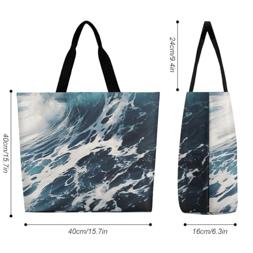 Beach Foam Wave Large Grocery Tote Bag Women Fashion Handbag Duty Reusable Shoulder Bag for Travel Vacation Shopping Beach Bags2