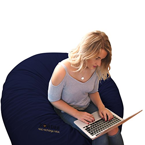 Xorbee 4-Foot Foam-Filled Bean Bag Chair in Twill, Navy Blue