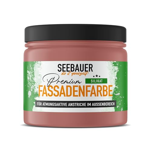 SEEBAUER diy Silikat-Fassadenfarbe Rot 300ML für Außen (No. 326 Cherry Kiss) Atmungsaktive Mineralfarbe für Fassaden - Geeignet für Putz, Mauerwerk und Beton