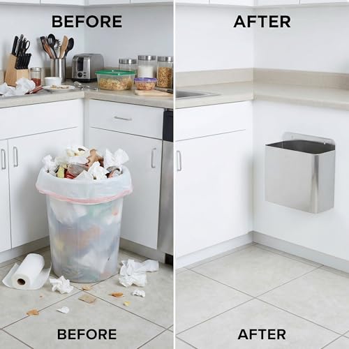 Cubo de basura de pared inoxidable Jofel papelera 10l rectangular para cocina u oficina 7