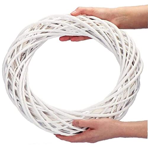 Weisha Rattan Ring 1Pc White Garland Wicker Round Design Xmas Tree Rattan Wreath Ornament Vine Ring Decor Home Party Window Door Hanging Decor(15Cm) #TOP5