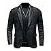 Maiyifu-GJ Faux Leather Blazer For Men Casual PU Leather Business Sport Coat Classic Stylish Button Down Motorcycle Jacket (Black,X-Large)