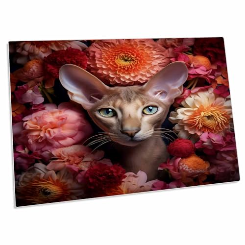 3dRose Pad para escritorio con gato y fondo floral miniatura 1