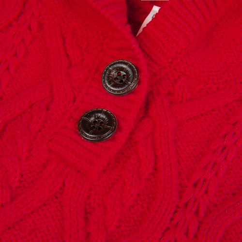 Image of BOBOYOYO Cape for Girls Button Hooded Cable Knit Poncho Sweaters Kids Shawl