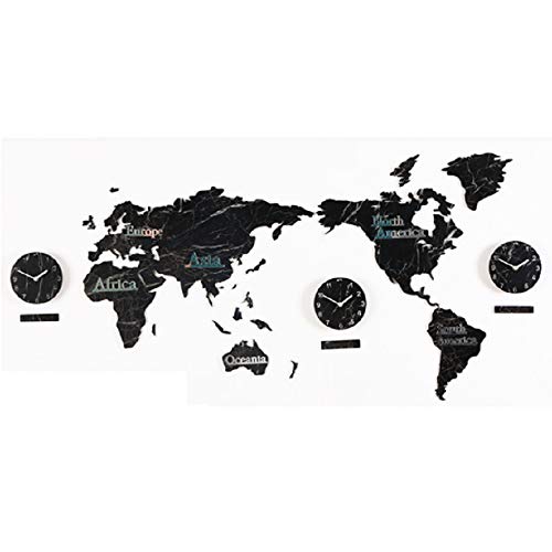 Zmarthumb - Creative DIY Home Decoration World Map Wooden Made Wall Clocks World Time Large Hanging Clocks 52