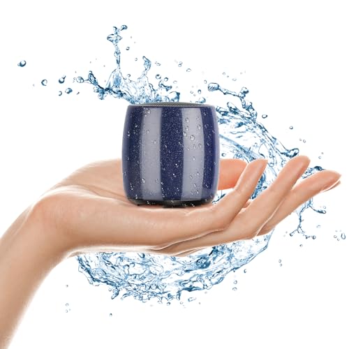 ZYMY Mini Bluetooth Speaker Wireless with TWS Stereo Sound, Small Portable Speaker with Built-in Mic, Crisp Bass, No Bulk, Big Sound for Tiny UK Spaces - Blue