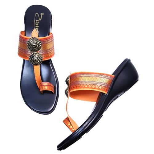 Image of Women's Synthetic Leather Comfort Fashion Sandal | Colour - Black-Maroon | Size - P