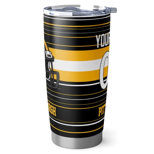 Image of Pittsburgh Tumbler 20oz Travel Mug Gifts Custom Name Number