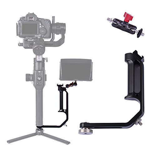 DF DIGITALFOTO Universal L Bracket Handle Gimbal Accessories,Mounting Monitor/Microphone with Bean Grip Compatible with DJI Ronin S/SC,RS2/RSC2/Zhiyun Crane V2/M/2,Moza Air 2,Feiyutech AK2000/4000 etc