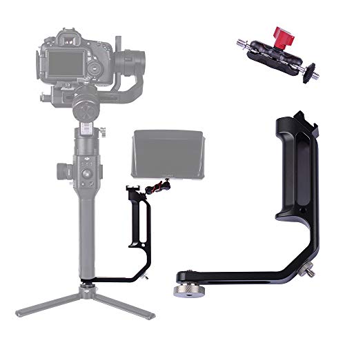 DF DIGITALFOTO Universal L Bracket Handle Gimbal Accessories,Mounting Monitor/Microphone with Bean Grip Compatible with DJI Ronin S/SC,Zhiyun Crane V2/M/2,Moza Air 2,Feiyutech AK2000/4000 etc