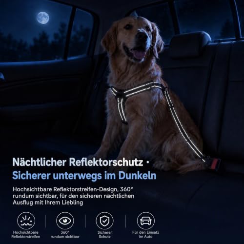 DATEFUN Hunde Anschnallgurt Auto Verstellbarer - 2 Stück Sicherheitsgurt Hunde mit Rückdämpfung und Aufbewahrungstasche für Alle… – Ansicht 5