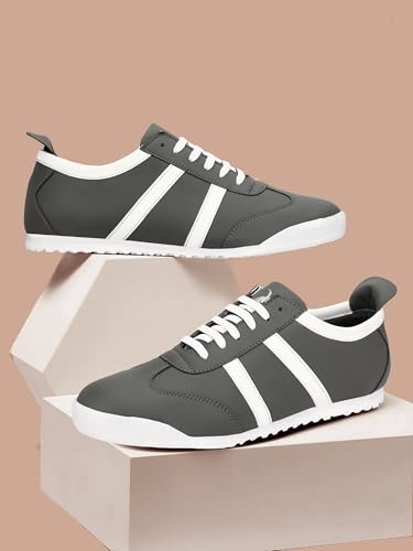 Image of baron scott Men's Casual Flat Sneakers | Faux Leather Lace-Up Shoes for Men | Lightweight TPR Sole with EVA Foam Insole | Comfortable Sneakers for Walking, Travel, Office & Casual Use
