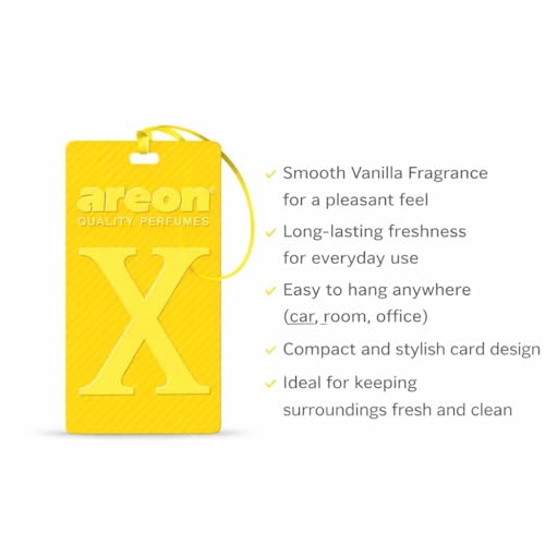 Image of AREON X Version Vanilla Hanging Best Car Air Freshener - Long Lasting Scent for Car or Home - Long Lasting, Fresh, Luxurious Scent