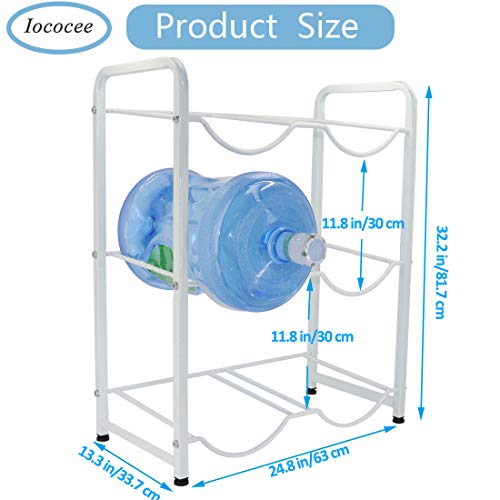 5 Gallon Water Cooler Jug Rack,3-Tier Water Bottle Holder for 6 Bottles,Heavy Duty Water Jug Storage Shelf of Carbon Steel,Detachable Water Jug Organizer Floor Protection for Home Office (White)