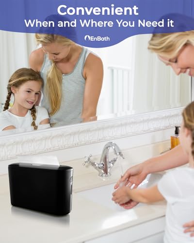 EnBath Countertop Paper Towel Dispenser (Black)/Multifold Paper Towel Holder, Non-Slip, Durable ABS, Stylish Design for Bathroom and Kitchen